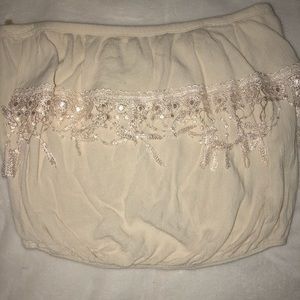 Cream boho tube top